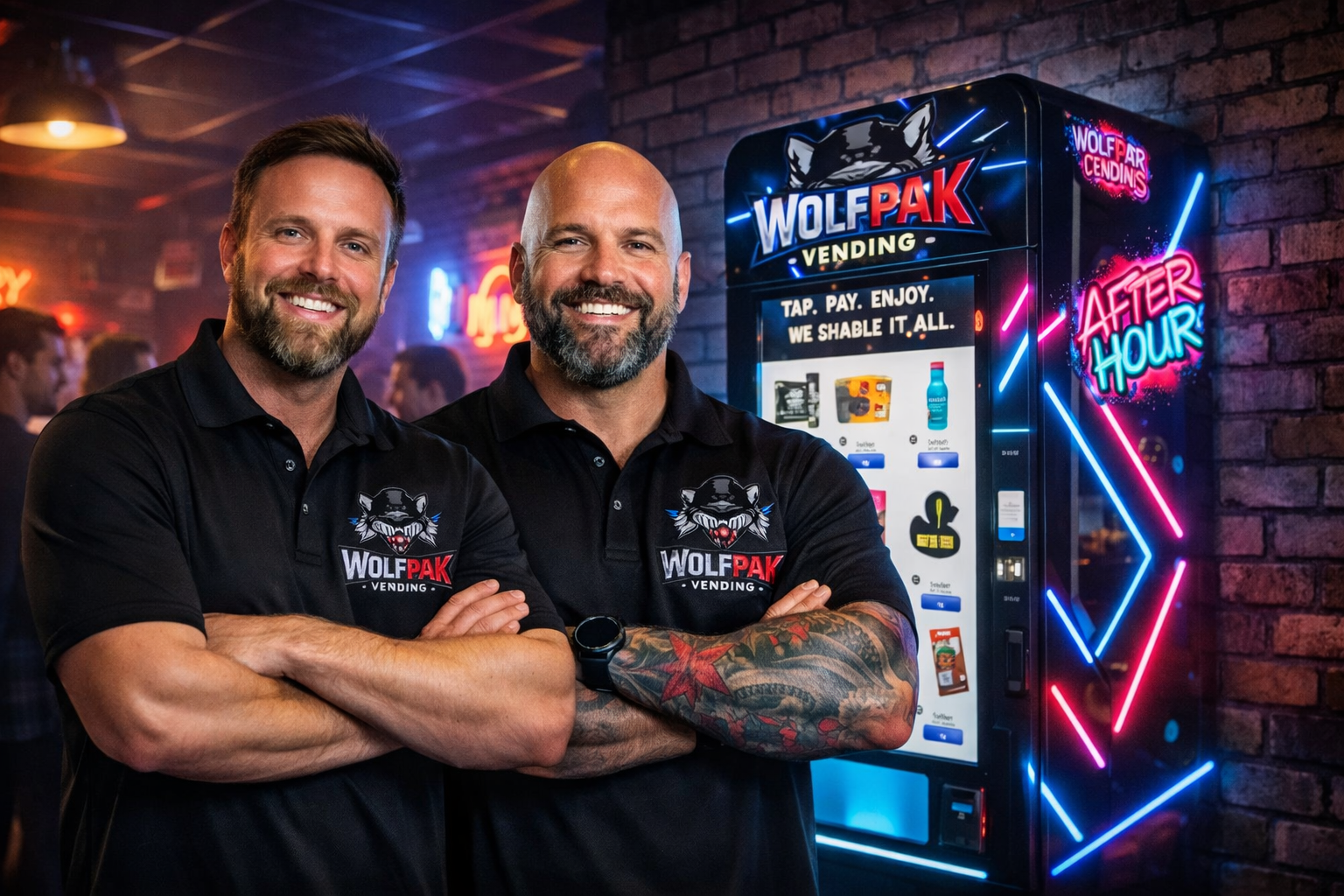 WolfPAK founders with vending machine